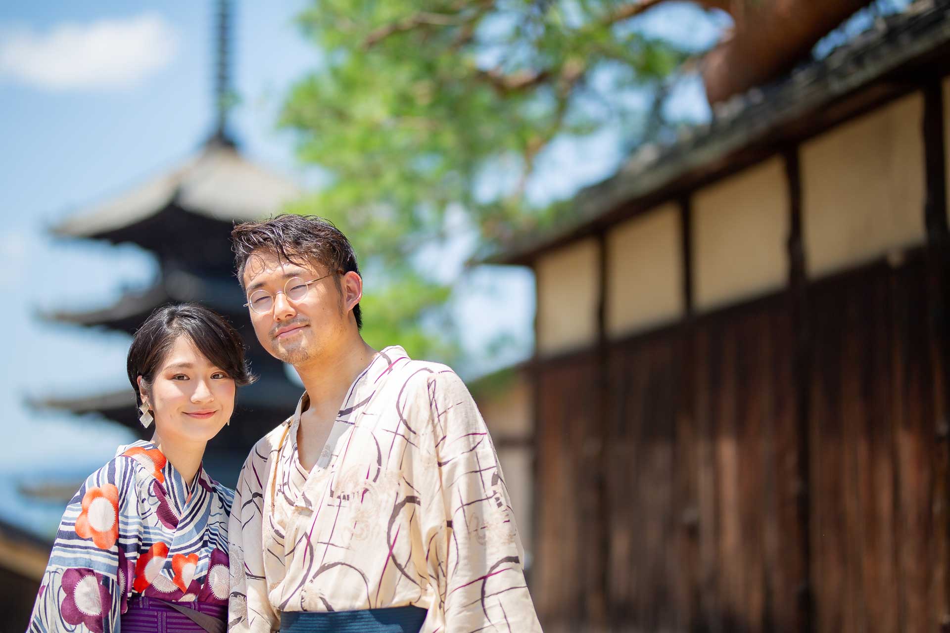 浴衣で京都を散策したカップルの撮影サンプル写真