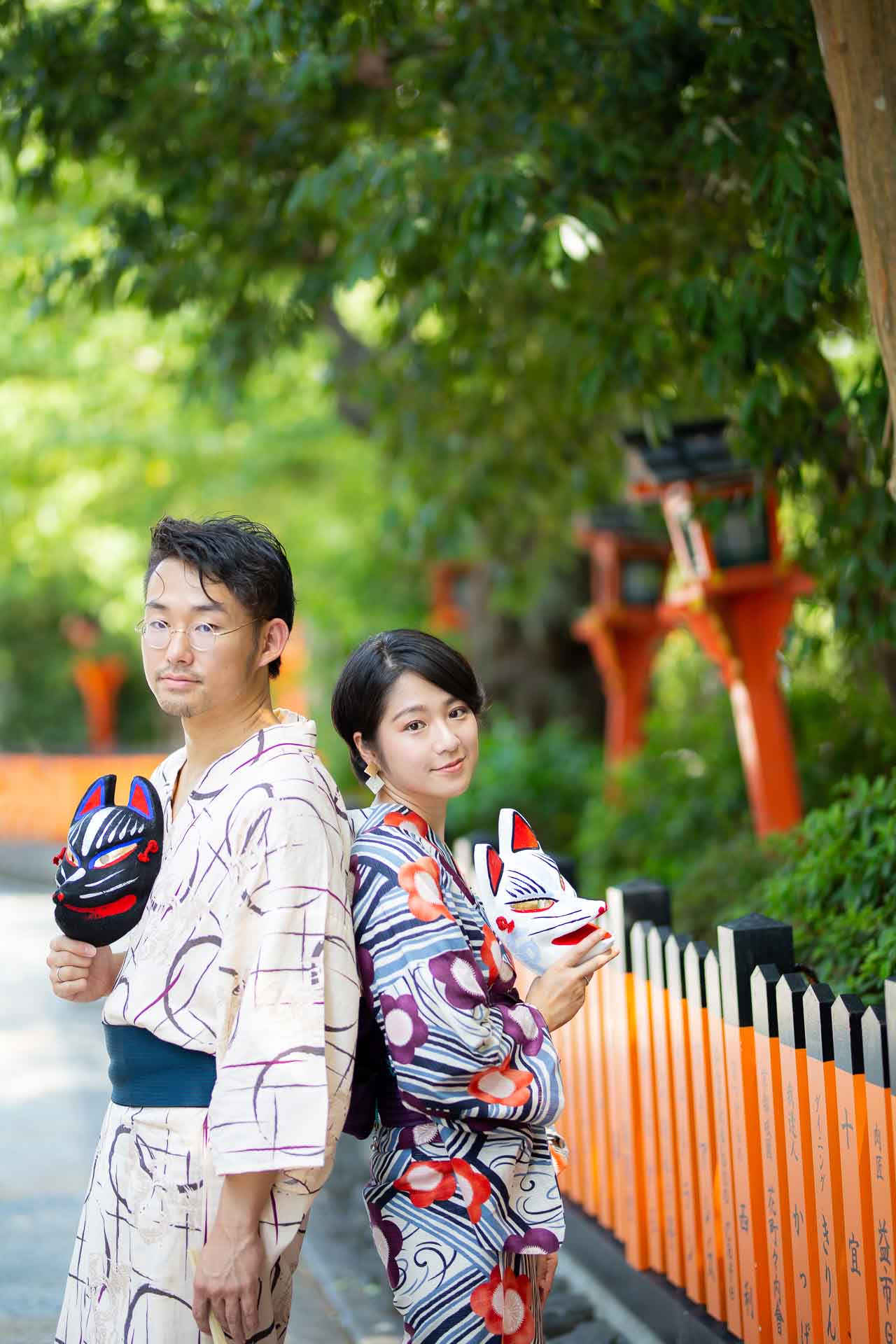浴衣で京都を散策したカップルのイメージカット撮影サンプル写真